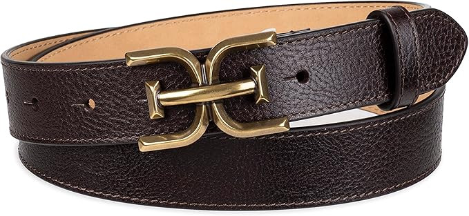 Sam Edelman Women's Fashion Double-E Plaque Logo Buckle Slim Textured Belt for Jeans, Dresses and... | Amazon (US)
