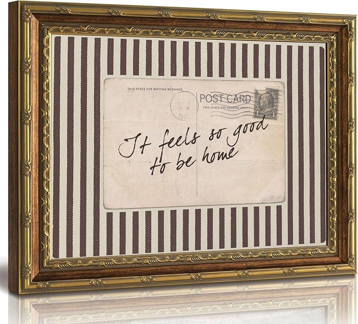 Vintage Gold Framed Wall Art, Farmhouse Postcard Style Wall Decor, \u201cIt Feels So Good to Be H... | Amazon (US)