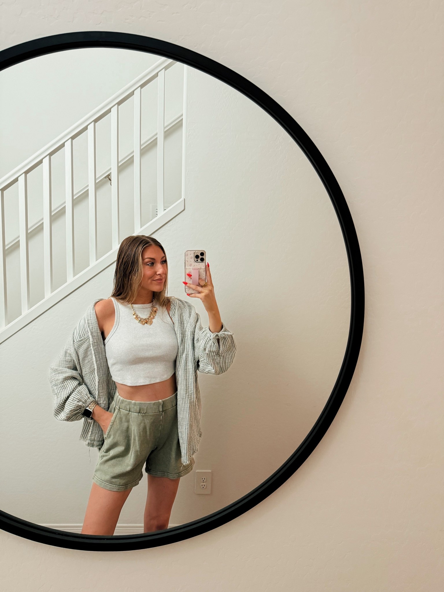 Comfy & easy lounge fit! Wearing smalls in the tops & sized up to a medium in the shorts