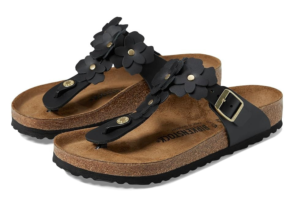 Birkenstock Gizeh Flowers Women's Shoes Black : EU 40 (US Women's 9-9.5) Regular, Leather/Suede | Zappos