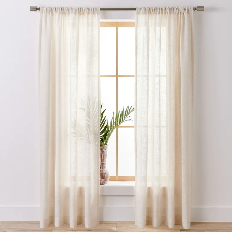 Better Homes & Gardens Light Filtering Linen Blend Rod Pocket Curtain, Single Panel, Vanilla Drea... | Walmart (US)