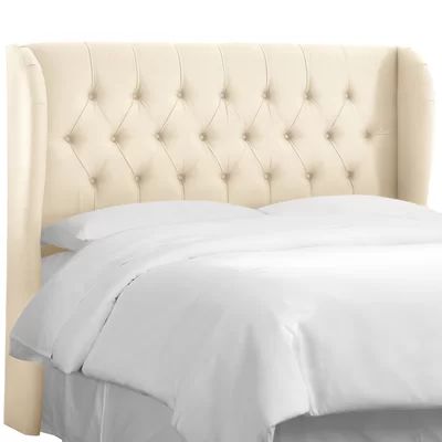 Elsa Upholstered Wingback Headboard Size: Queen, Body Fabric: Duck Natural | Wayfair North America