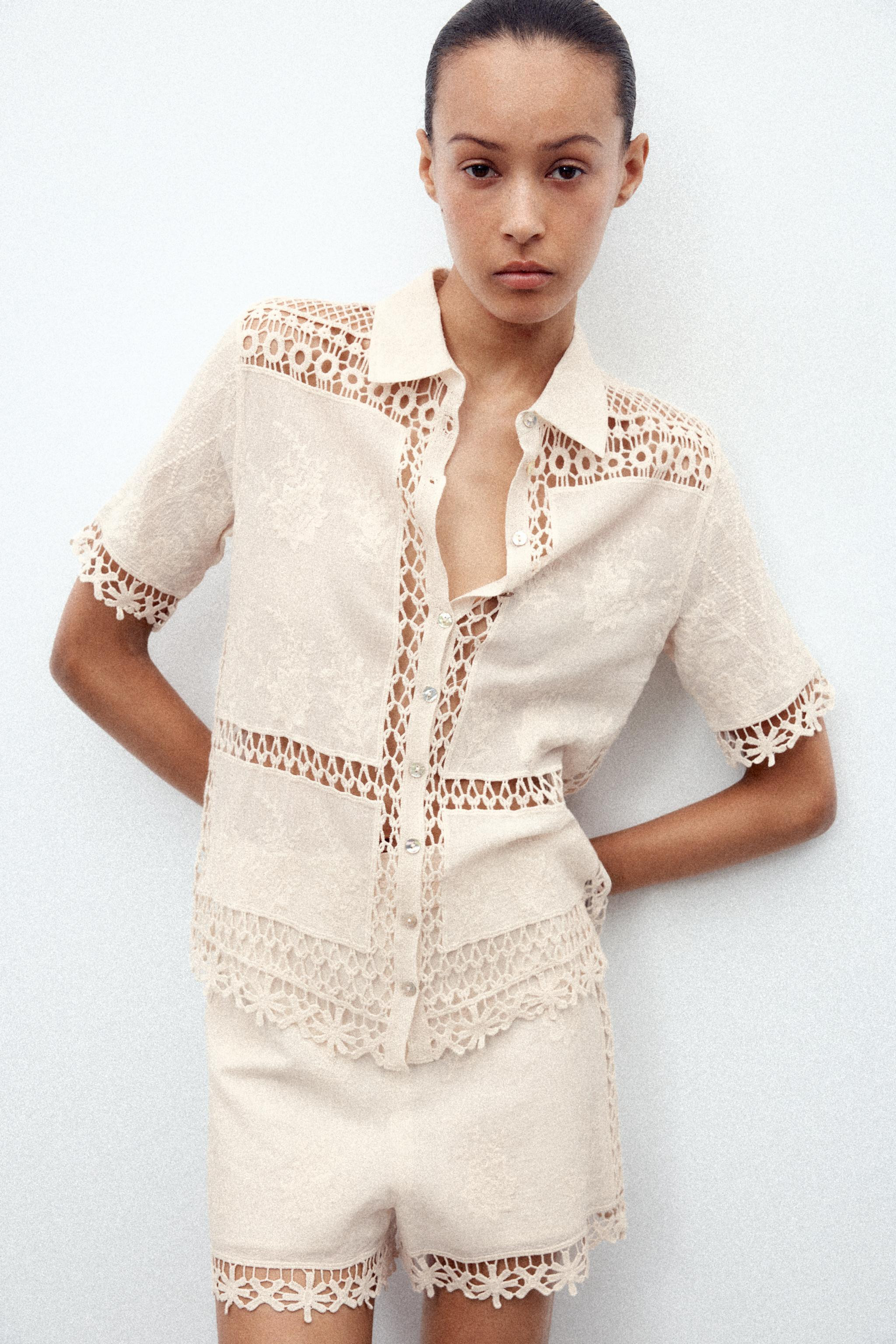 ZW COLLECTION COMBINED CROCHET BLOUSE | Zara AU
