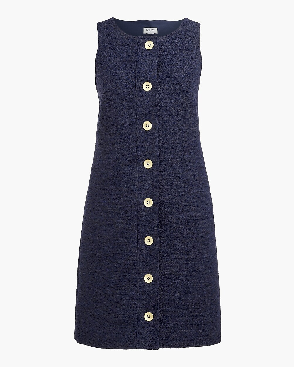 Sleeveless tweed button-front shift dress | J.Crew Factory