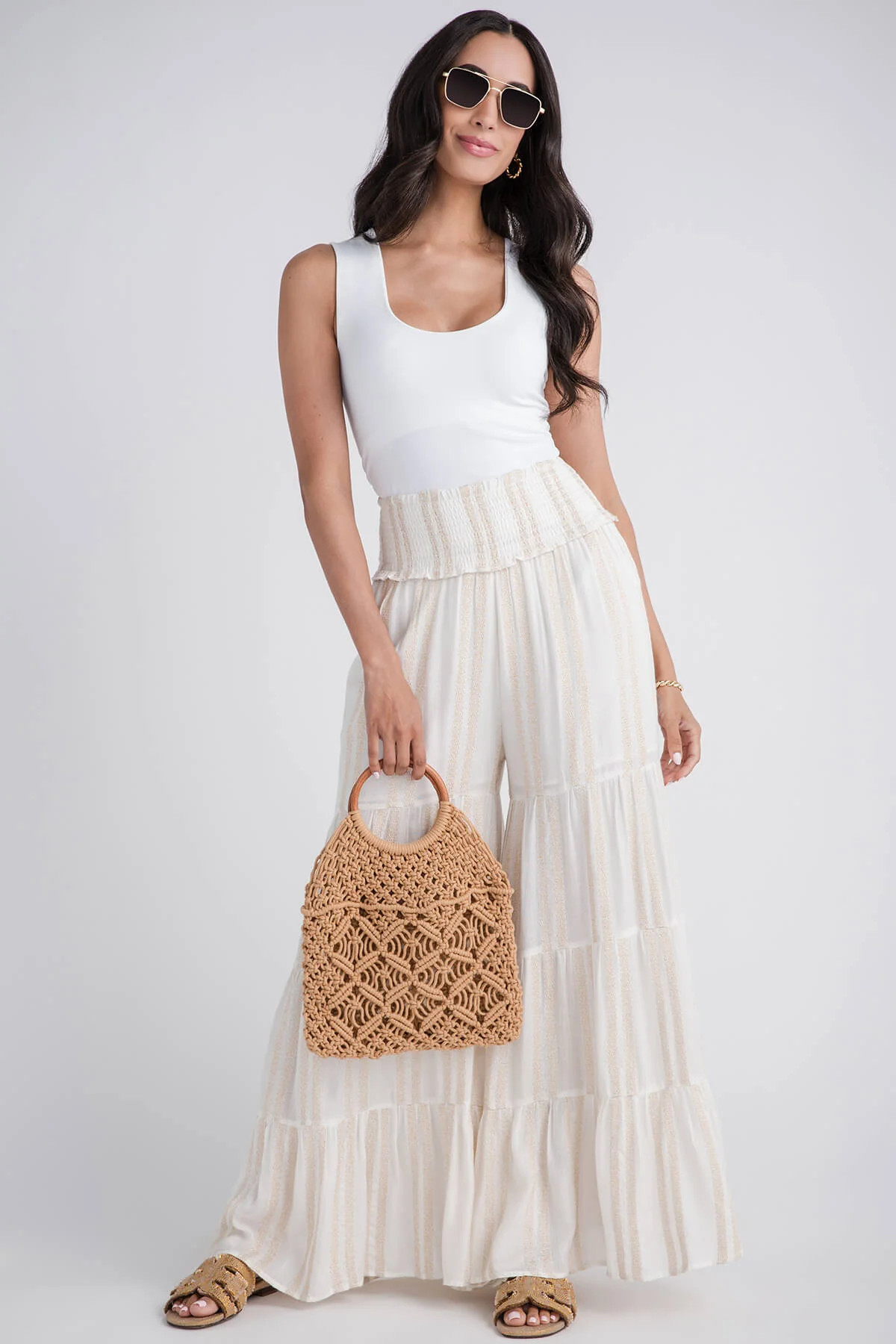 Surf Gypsy Metallic Wideleg Beach Pants | Social Threads