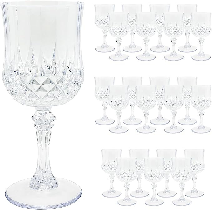 24 Pcs Plastic Wine Glasses,Plastic Wine Glasses With Stem,Plastic Goblets,White Plastic Goblets,... | Amazon (US)