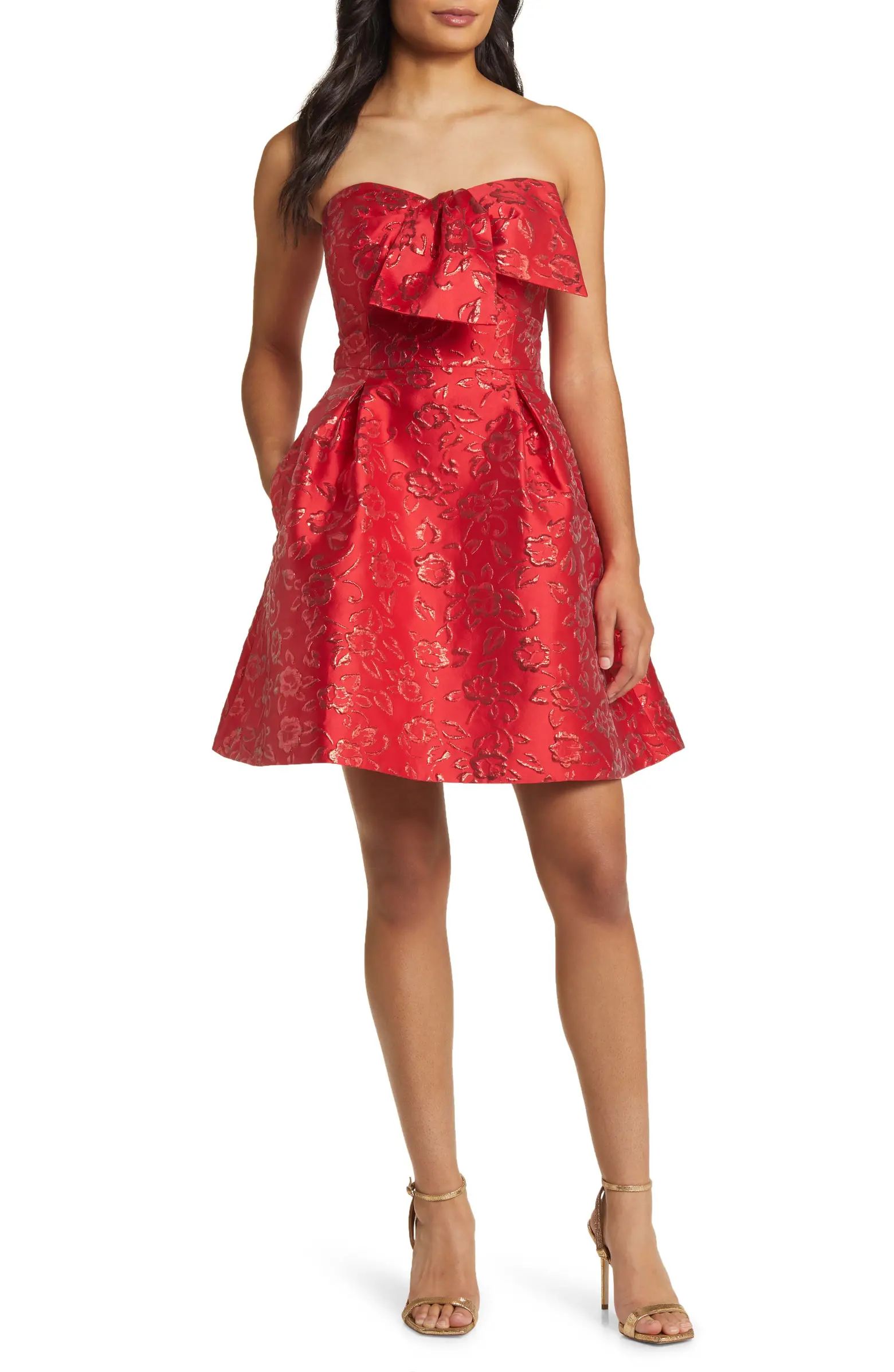 Kataleya Floral Jacquard Strapless Dress | Nordstrom