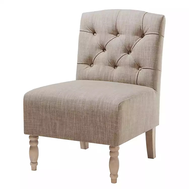 Beige Luna Tufted Armless Accent Chair | Kirkland's Home