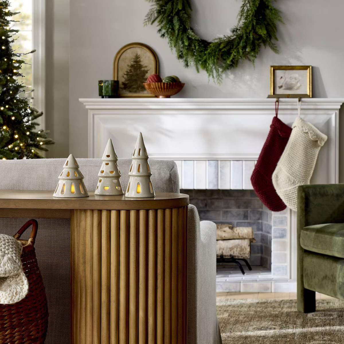 Set of 3 Ceramic Tree LED Tea Light Candle Holder Set - Threshold™ designed with Studio McGee | Target