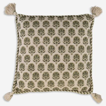 Beige & Green Patterned Cushion 45x45cm | TK Maxx