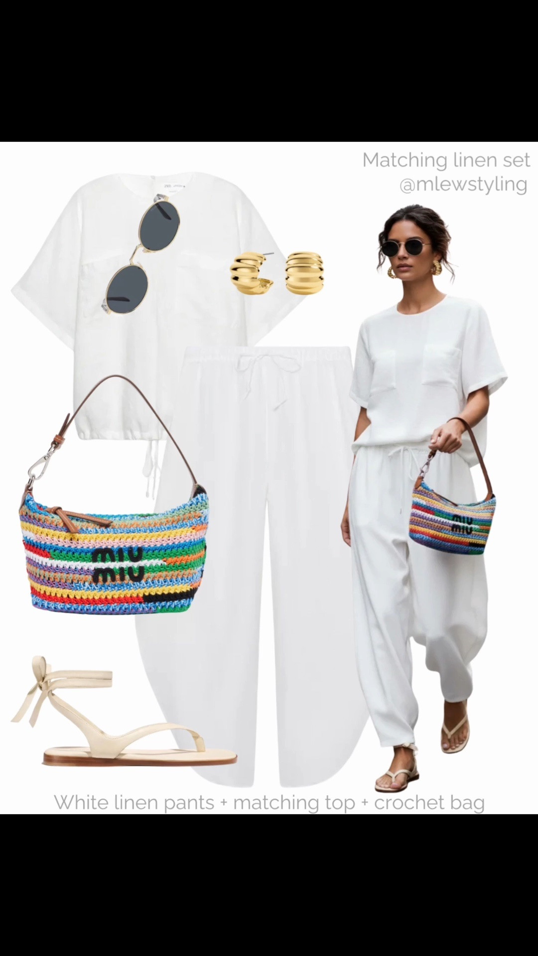 White linen matching set ✨

Tags: Zara linen pants, neutral summer outfit, vacation look, travel outfit, miu miu crochet bag, Margaux sandals, outfit formulas

#LTKsummer #LTKtravel #LTKshoes