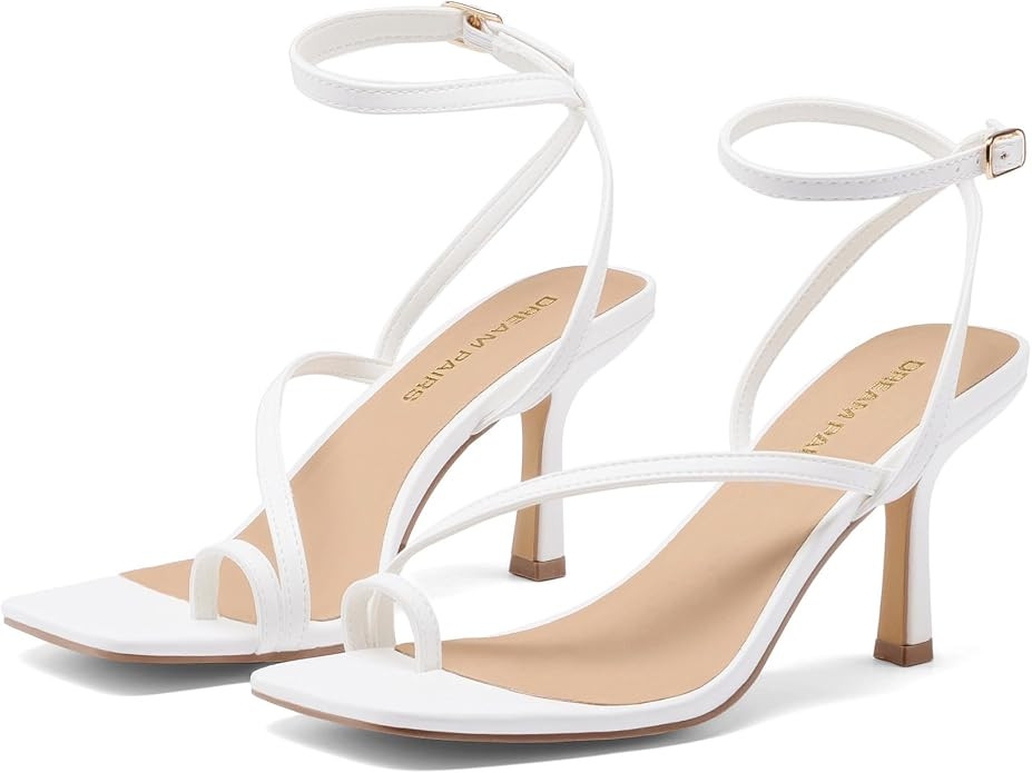 DREAM PAIRS Women's Kitten Low Heels with Square Toe Adjustable Ankle Strappy Fashion Sandals Com... | Amazon (US)
