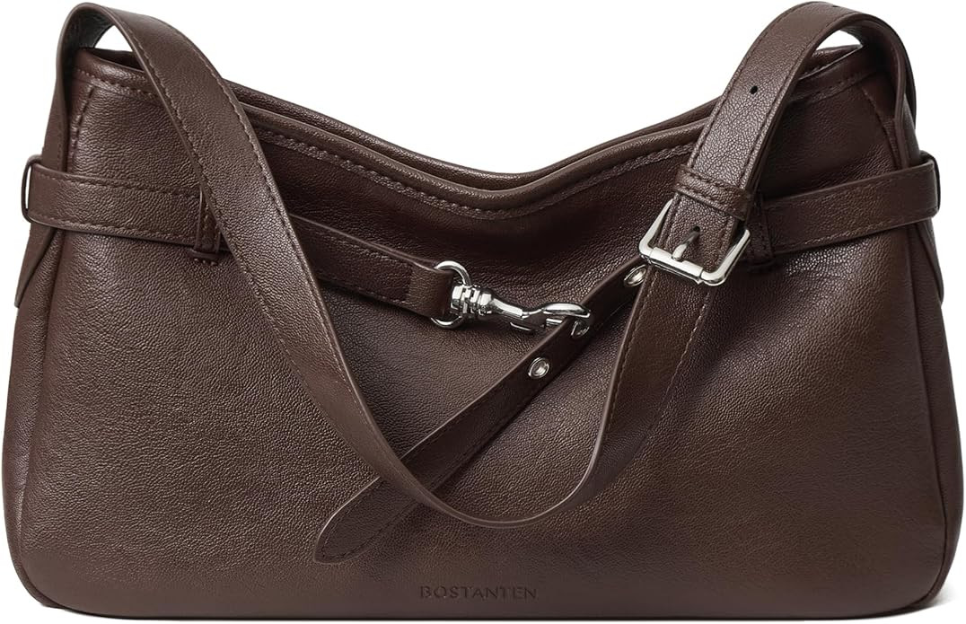 BOSTANTEN Medium Vegan Leather Shoulder Handbag for Women Vintage Lightweight Hobo Purse with Adj... | Amazon (US)