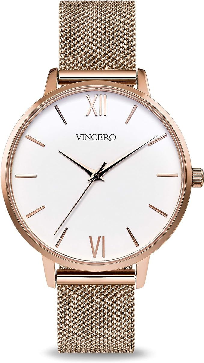 Vincero Luxury Women’s Eros Wrist Watch with a Leather Watch Band — 38mm Analog Watch — Jap... | Amazon (US)