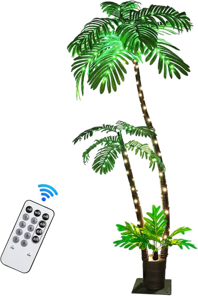 Lighted Artificial Palm Tree for Outside Patio,6 FT Lighted Christmas Palm Tree Decorations Decor... | Amazon (US)