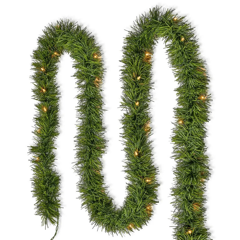 25FT Christmas Garland With Warm White Lights Pre-Lit Soft Artificial Christmas Garland Perfect F... | Walmart (US)