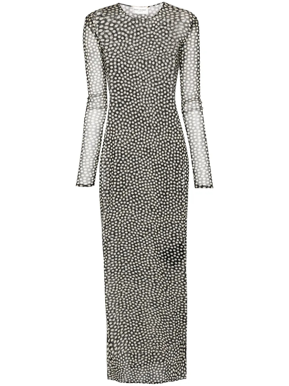 Saint Laurent | polka-dot Mesh Maxi Dress | Black | FARFETCH NZ | Farfetch Global