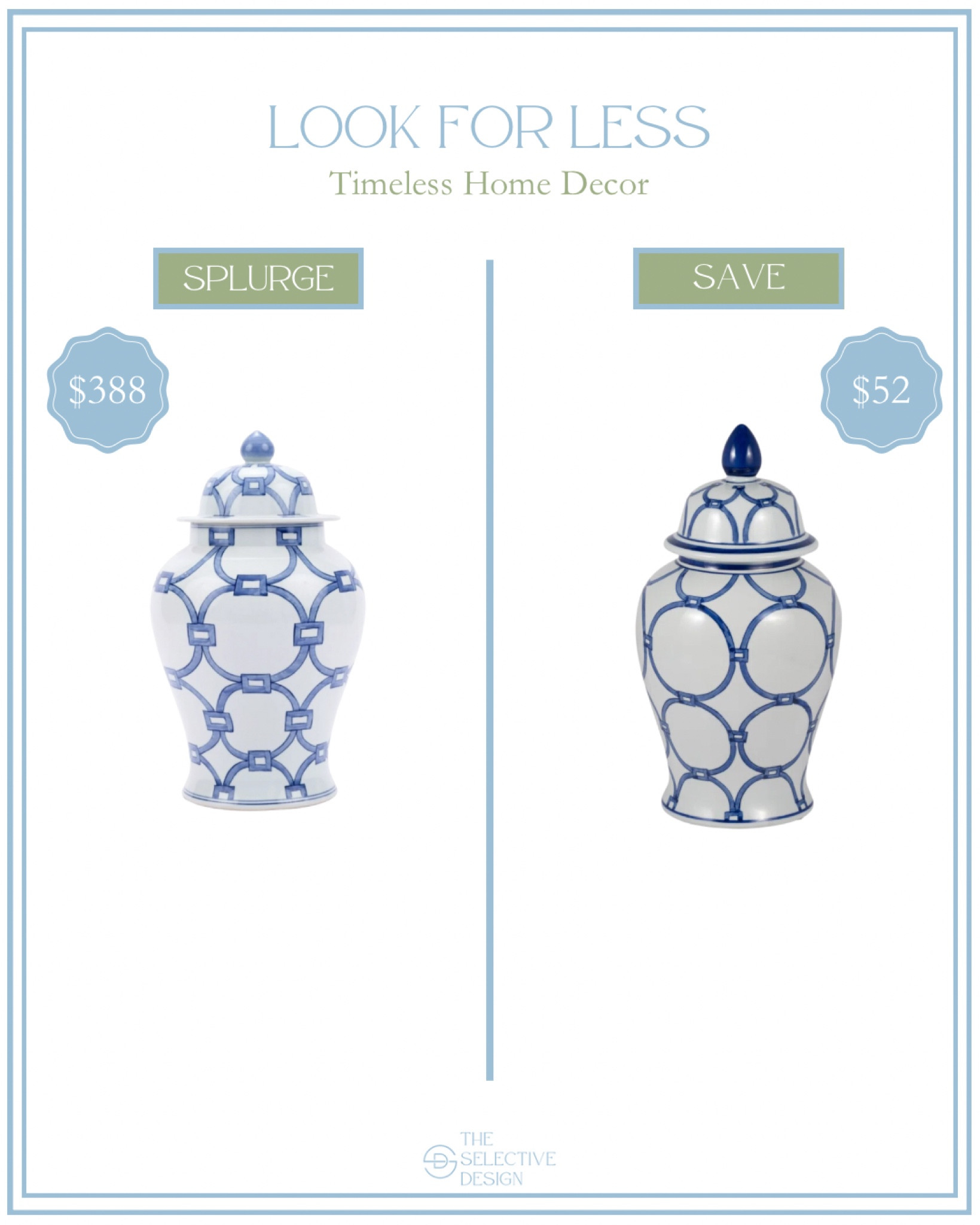 Timeless ginger jar look for less 👏🏼

Designer look for less, home decor look for less, home decor designer dupe, splurge or save, chinoiserie jar, timeless home decor, traditional home decor, classic home decor, home decor accents, Grandmillennial home decor, home decor dupe, temple jar, southern decor, southern traditional, Caitlin Wilson dupe 

#LTKFindsUnder100 #LTKFindsUnder50 #LTKHome