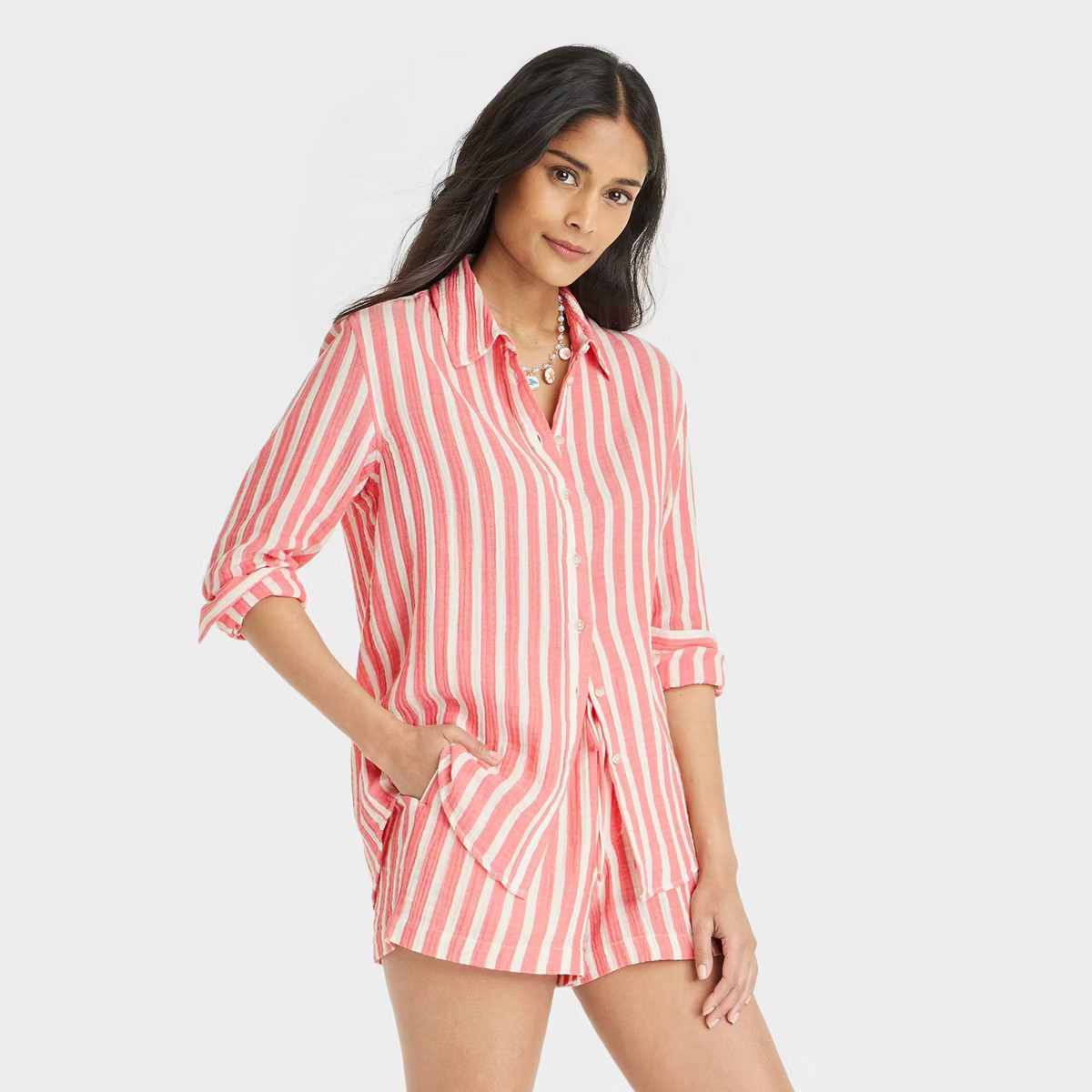 Women's Gauze Long Sleeve Collared Button-Down Shirt - Universal Thread™ | Target