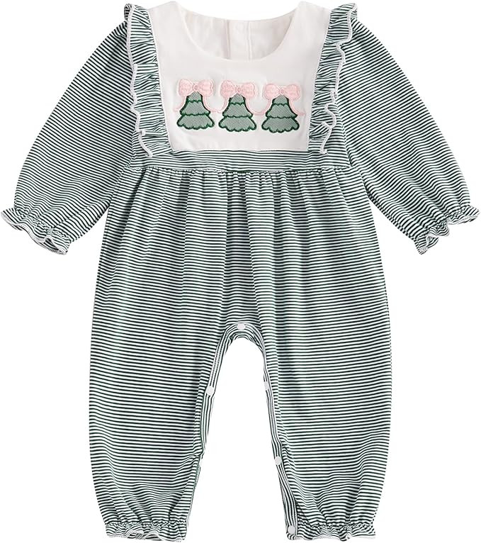 Baby Girl First Christmas Outfit My 1st Christmas Newborn Romper Long Sleeve Jumpsuit Infant Sant... | Amazon (US)