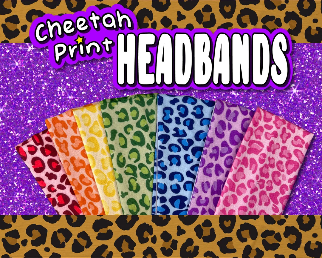 Cute Cheetah Print Headband Available in Pink, Purple, Blue, Red, Green, Yellow & Orange Colors! ... | Etsy (US)