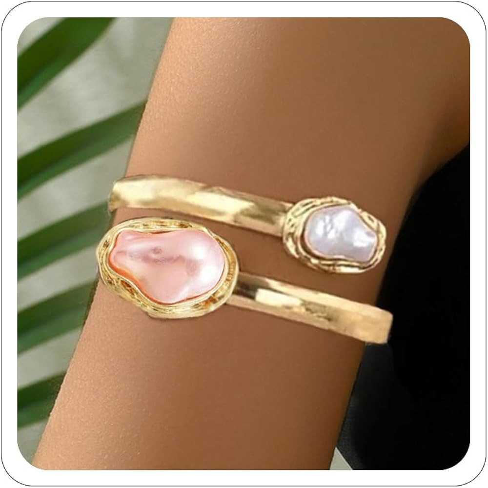 INENIMARTJ Gold Arm Cuff Jewelry for Women Baroque Pearl Arm Cuff Armband Armlet Irregular Pearl ... | Amazon (US)
