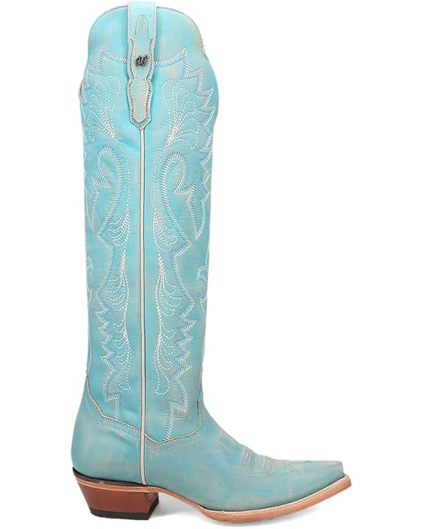 Dan Post Boots Womens Celeste Embroidered Snip Toe Casual Boots Over the Knee Low Heel 1-2" - Blu... | Amazon (US)