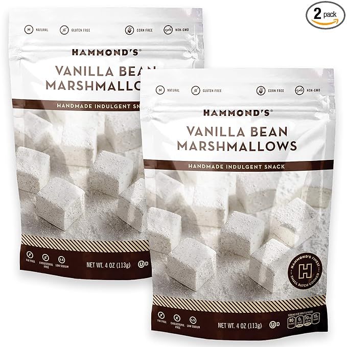 Hammond’s Candies Gourmet Marshmallows – Vanilla Bean | Great for Snacking, Hot Chocolate, S... | Amazon (US)