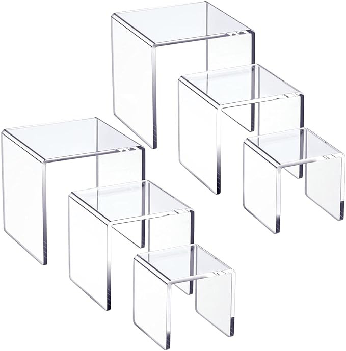 HIIMIEI Clear Acrylic Display Risers 2 Sets, 3-Tier Risers Stands Showcase for Amiibo Funko Pop F... | Amazon (US)