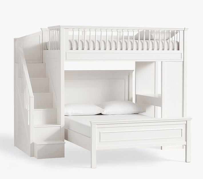 Fillmore Full Stair Loft &amp;amp; Full Bed, Simply White, In-Home Delivery | Pottery Barn Kids