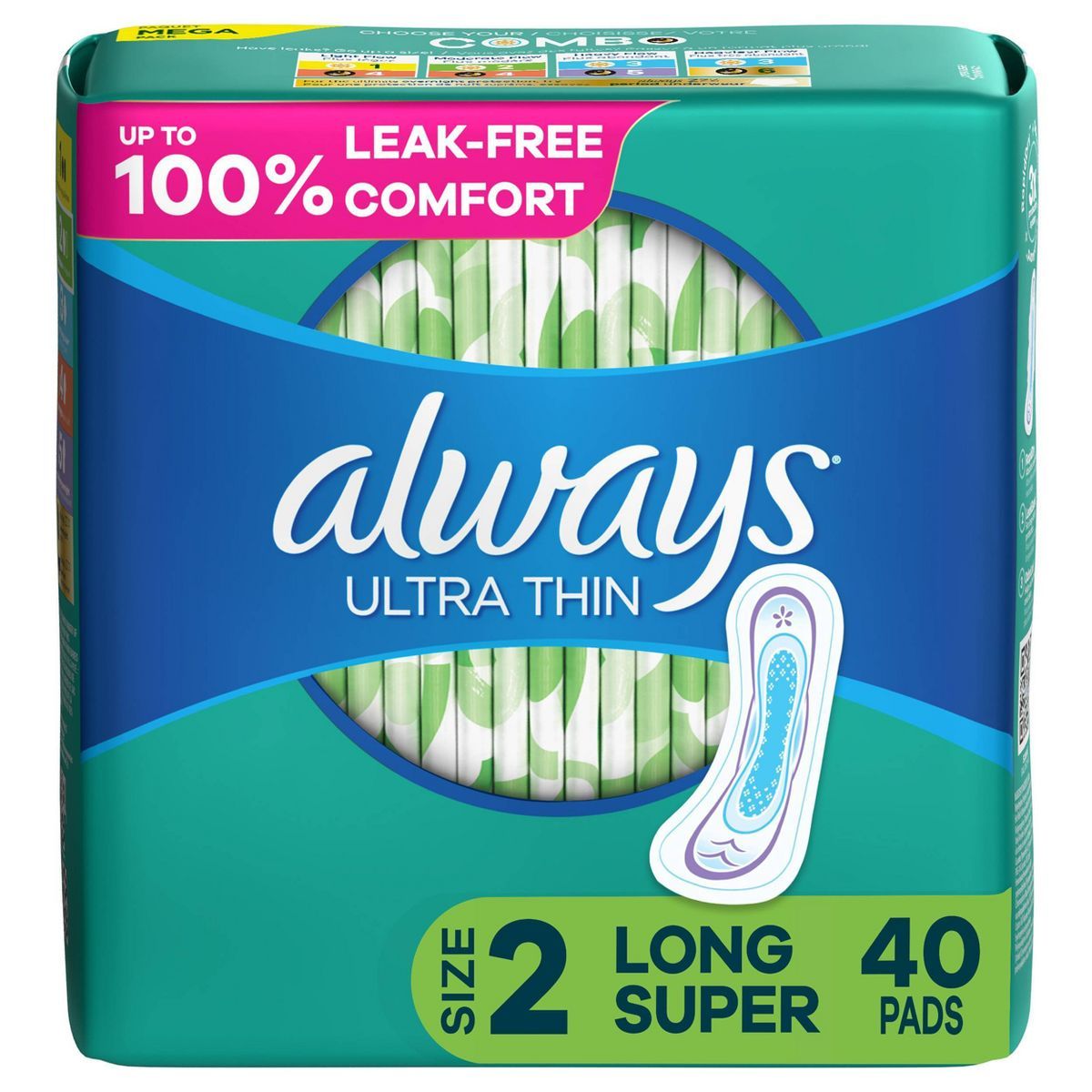 Always Ultra Thin Pads Size 2 Super Long Absorbency Unscented Without Wings - 40ct | Target
