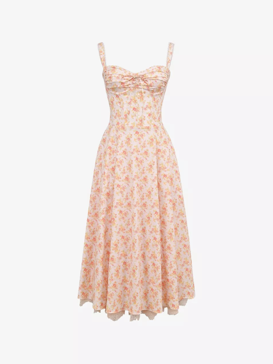 Rosalee floral-print bustier stretch-cotton midi dress | Selfridges