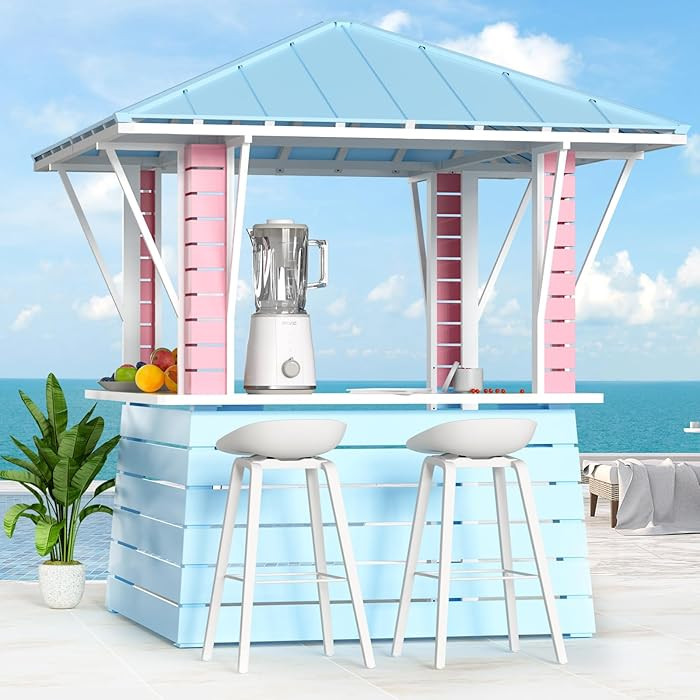 Modern Shade Coastal Dream Outdoor Bar, Grill Gazebo with 2 Open Sides, Patio Gazebo with USB Cha... | Amazon (US)