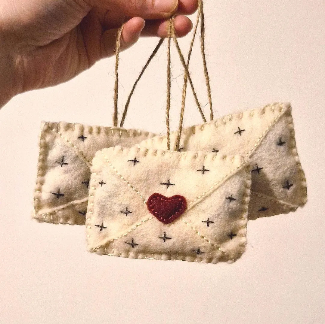 Handmade Felt Love Letter Envelope Christmas Ornament - Etsy UK | Etsy (US)