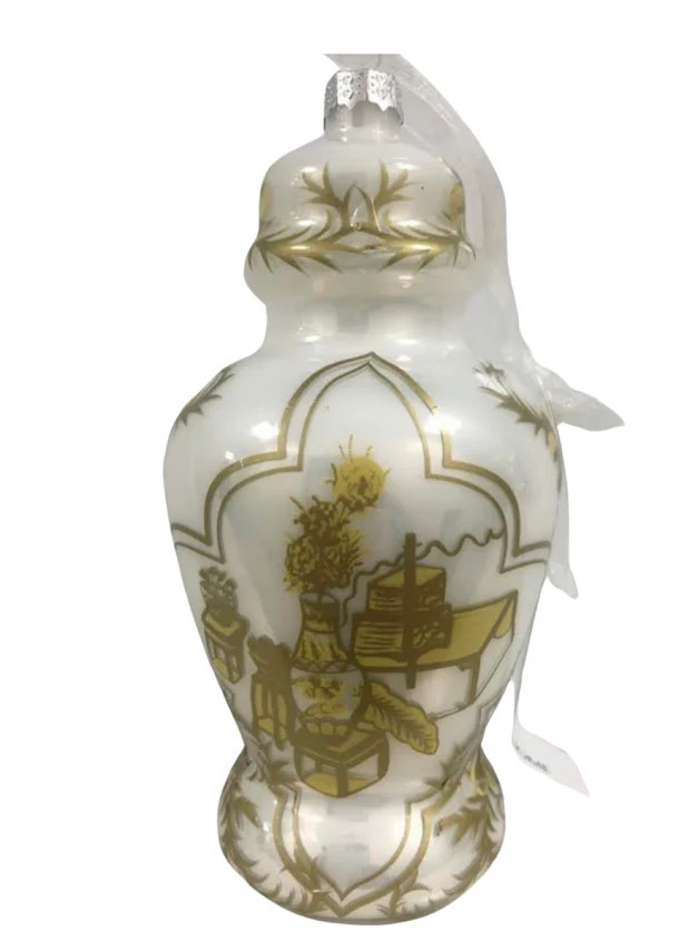 Gold & White Trellis Jar Ornament 1 | The Enchanted Home