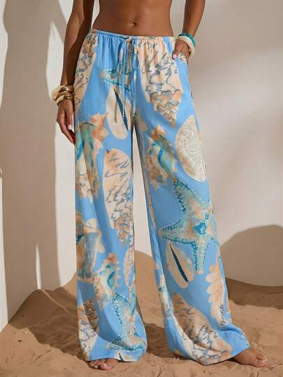 Opulessa Vacation Printed Loose Women Pants | SHEIN