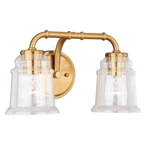 Toledo 2 Light Brass Industrial Jar Bathroom Vanity Fixture - 14.75-in W x 8.25-in H x 8-in D - O... | Bed Bath & Beyond