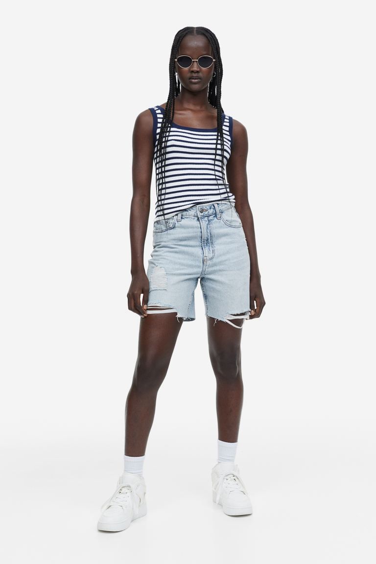 High Waist Bermuda Shorts - Light denim blue - Ladies | H&M US | H&M (US + CA)