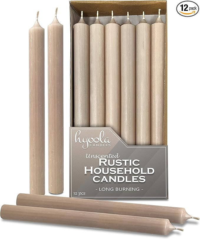 Hyoola 10 Inch Dinner Candles - 12 Pack - Sahara Tall Candles - Unscented Rustic Candles - Long B... | Amazon (US)