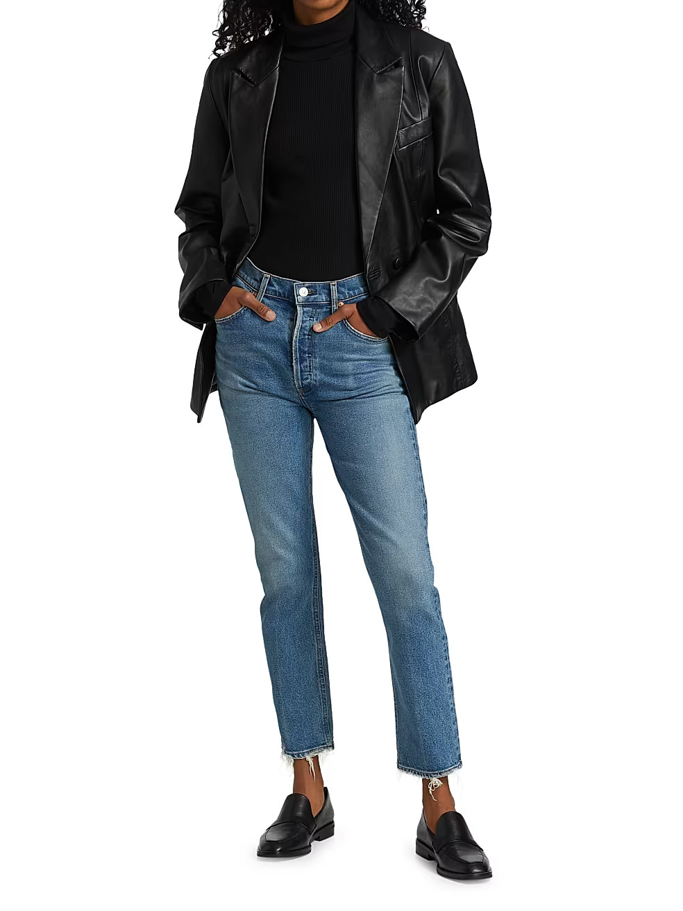 Jolene High-Rise Distressed Stretch Slim-Fit Jeans | Saks Fifth Avenue