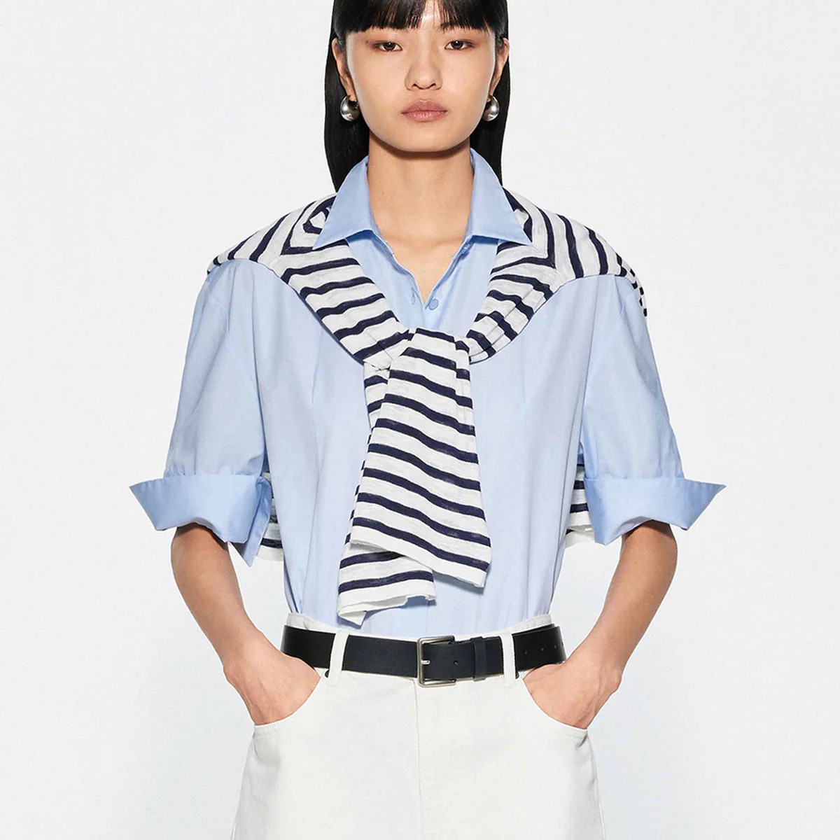 MO&Co. Women's Pure Color Cotton Shirt | MO&Co.