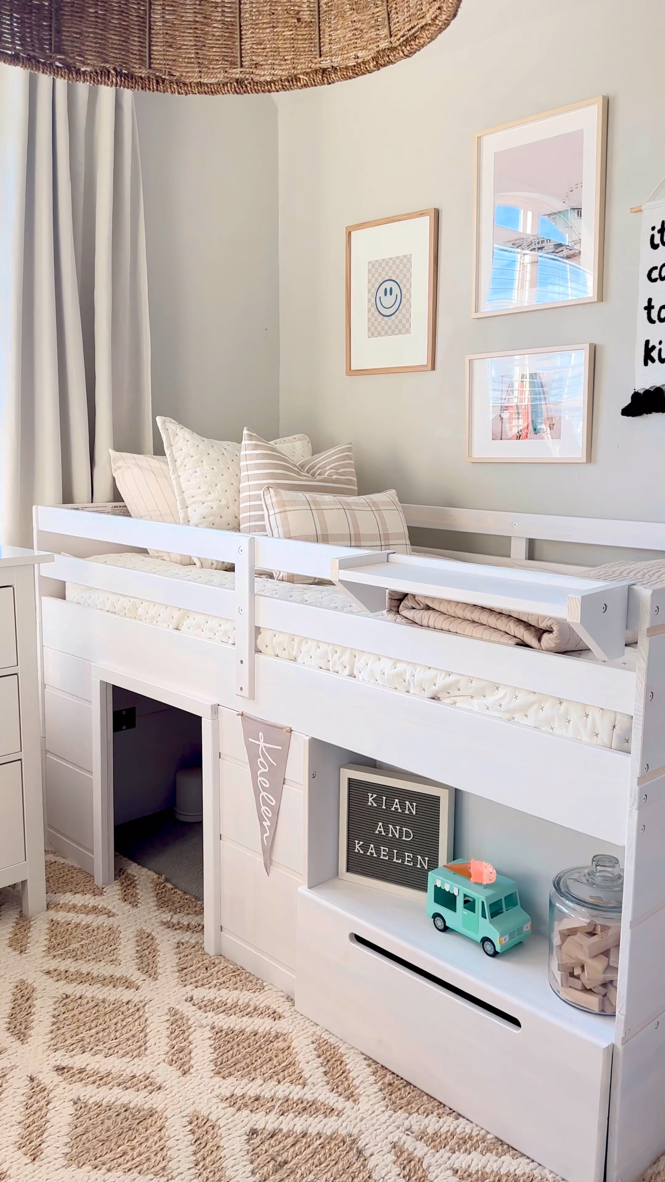 The boys' room is one of my favorite spaces—light, airy, and so much fun! Their loft beds give them the perfect cozy bunker underneath for playing, reading, and hanging out. 

#LTKKids #LTKHome #LTKFamily