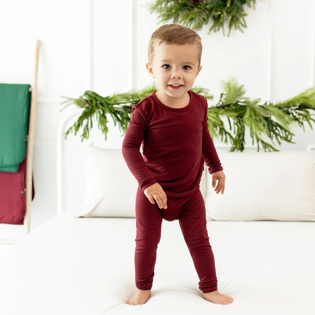 Long Sleeve Pajamas in Burgundy | Kyte BABY