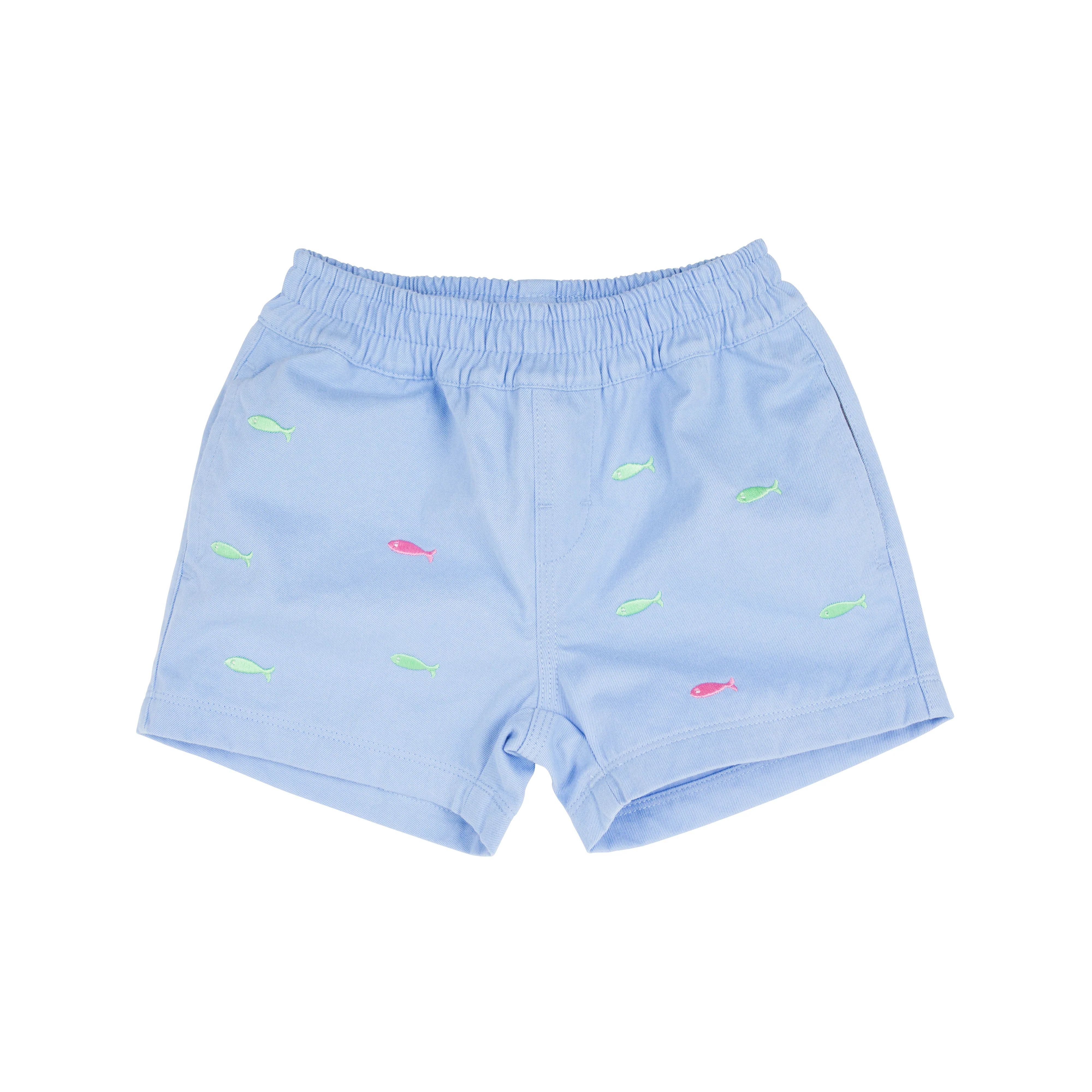 Critter Sheffield Shorts - Beale Street Blue with Fish Embroidery | The Beaufort Bonnet Company