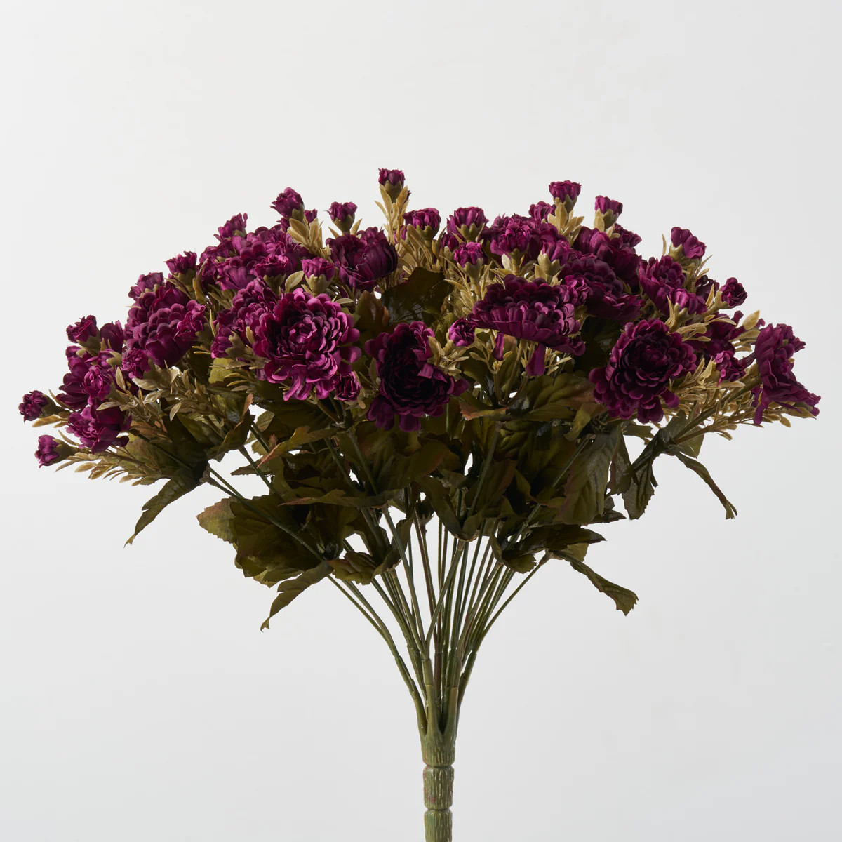 Plum Purple Fall Mini Mum Bush Faux Large Fall Floral Bush Bouquet | Darby Creek Trading