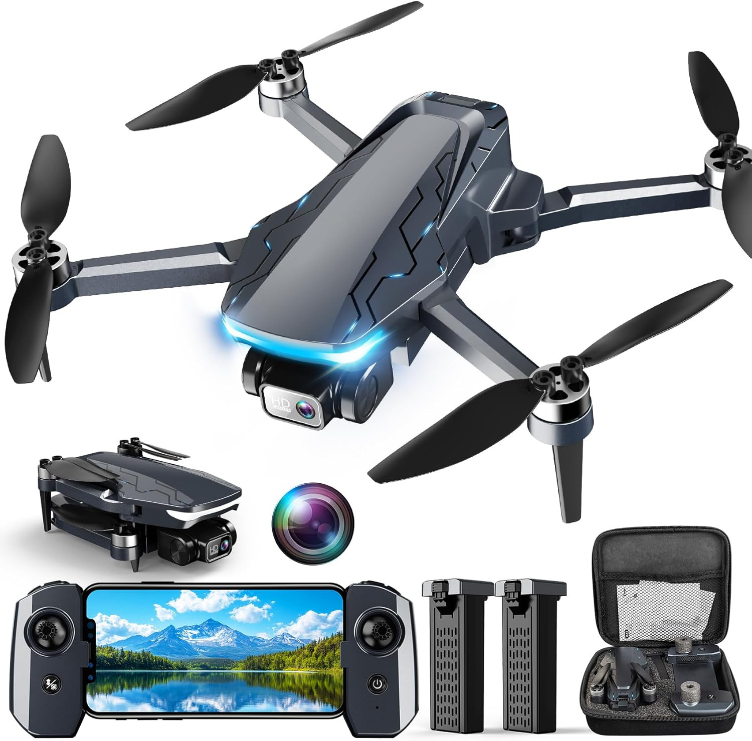 Drone with Camera, 2K HD FPV Drone with Brushless Motor, 360°Flip, Waypoint Fly, Gesture Selfie,... | Amazon (US)