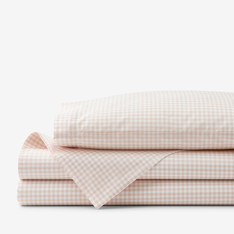 Ditsy Gingham Classic Cool Organic Cotton Percale Toddler Bed Sheet Set - Pink/Plaids | The Company Store | The Company Store