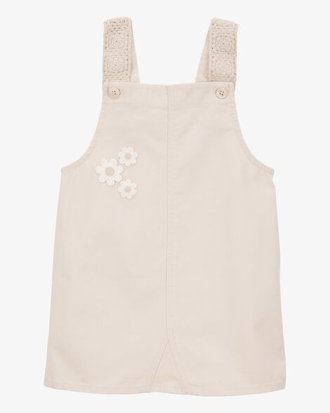 Toddler Twill Floral Embroidered Shortalls - Ivory | Carter's Inc