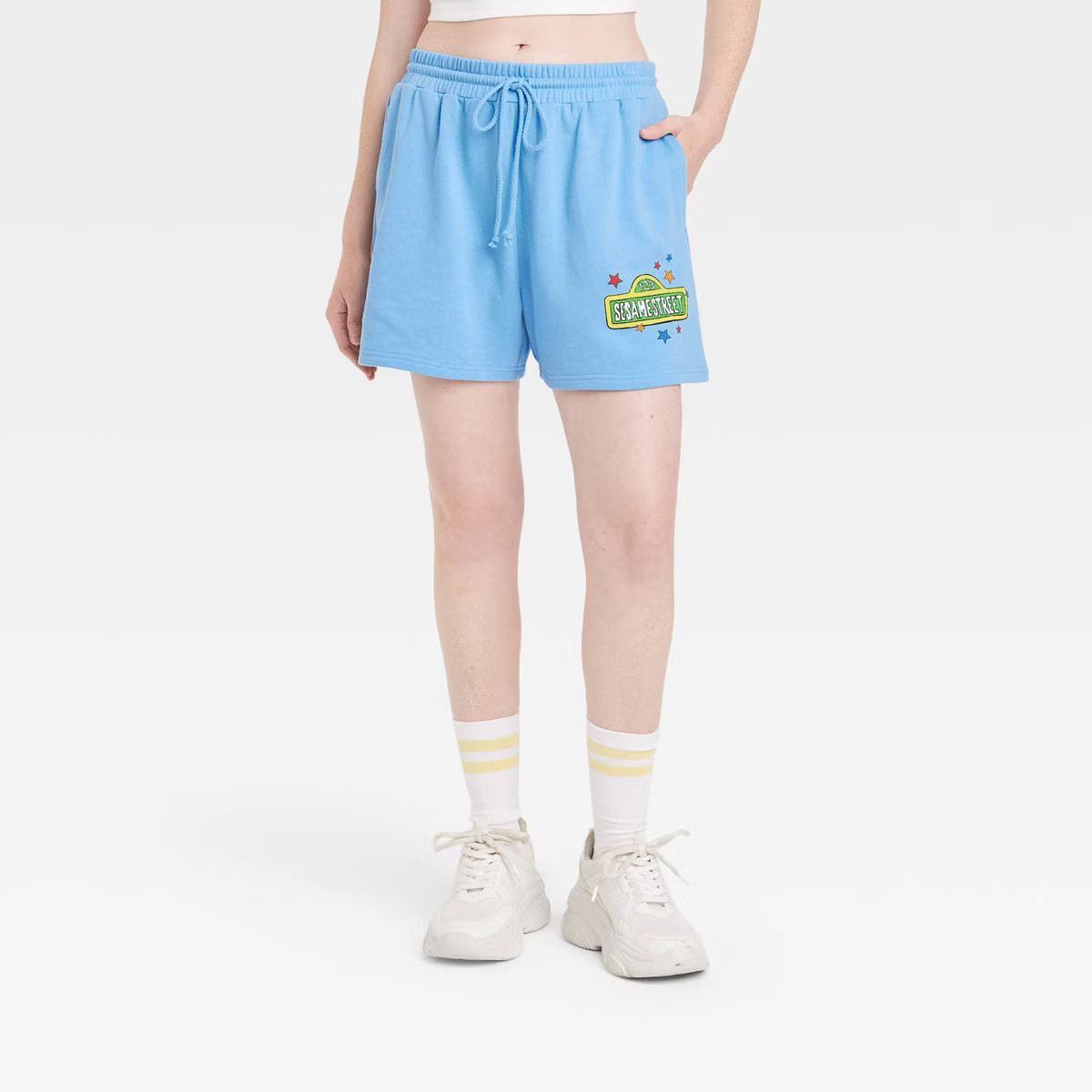 Women's Sesame Street Graphic Shorts - Blue | Target