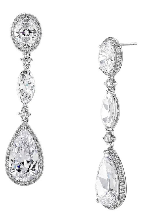 Nadri Cubic Zirconia Teardrop Earrings in Rhodium at Nordstrom | Nordstrom